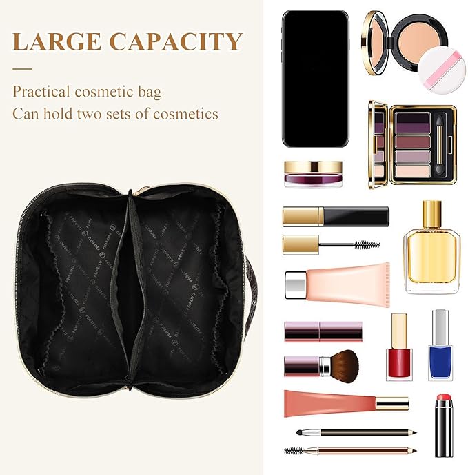Makeup Organizer Bag, Skull Butterfly Black Travel Makeup Bags Makeup Vanity Case Large Capacity Rhombus Cosmetic Toiletry Bag for Girl Women Ladies