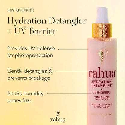 Rahua Hydration Detangler Spray + UV Barrier, Vegan Leave In Hair Spray, Conditioner for Added Shine, Damage Protection, Humidity & Frizz Control, Oil, Morete & Mango, All Hair Types, 6.5 Fl Oz