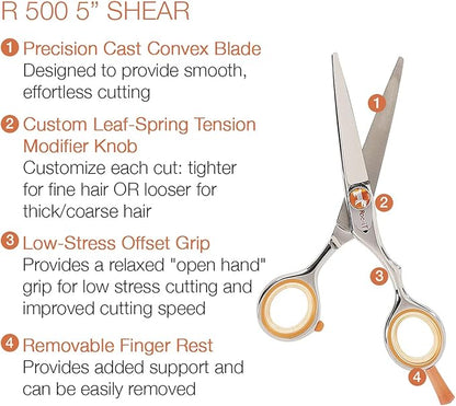 Cricket Centrix Roc-It Dog Professional Stylist 5” Hair Cutting Shears and 30T Thinning Hair Cutting Scissors Duo Set, Salon Barber Supplies for Women and Men Haircut