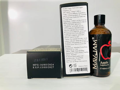 MAYJAM 100ML/3.38FL.OZ Apple Fragrance Oils with Glass Dropper, Essential Oils for Diffusers for Home, Long Lasting Scented Oils for Diffusers Soap Candle Making