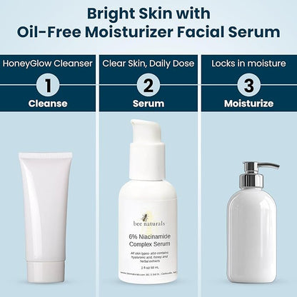 6% Niacinamide Complex Serum for Face with Hyaluronic Acid & Honey, Reduced Potential for Irritation, Pore Minimizer, Hydrating Facial Serum for Skin Even Tone – Anti-Aging for All Skin Types 2 fl oz
