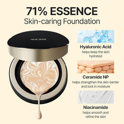 [NEW] AGE20'S Signature Essence Pact | 35N CAPPUCCINO | Vegan Korean Cushion Foundation | Pack of 1 | Cream Foundation, Dewy & Glow Finish, Natural Coverage, SPF 50+