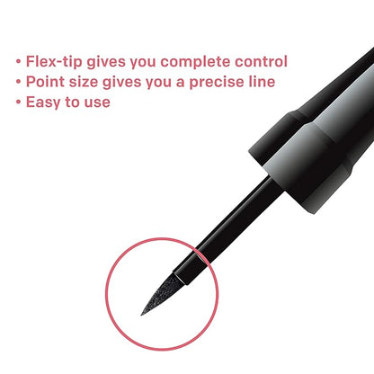 Almay Liquid Eyeliner, Waterproof, Fade-Proof Eye Makeup, Easy-to-Apply Liner Brush, Stocking Stuffer for Women, 221 Black, 0.1 Oz