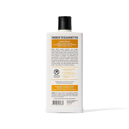 Duke Cannon Supply Co. Mens THICK Body Wash - Free of Sulfate, Paraben, & Phthalates Leaving Skin Soft and Hydrated - High Viscosity Odor Protection - Long Lasting Freshness - Sawtooth (18oz)