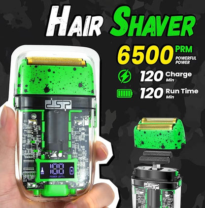 DSP Hair Clipper, Trimmer, Shaver Kits for Men Professional Barber Clipper and Trimmer Sets with Travel Case, Rechargeable, LED Display, Green