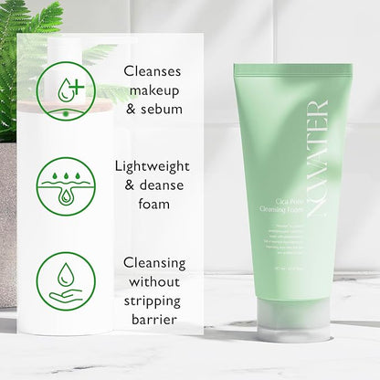 NOWATER Cica Pore Cleansing Foam | Pore Cleansing and Sebum Control | Cica, Hyaluronic Acid, Aloe | Daily Face Wash | Korean Skin Care for face (4.05 fl.oz)