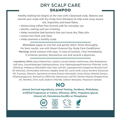 Desert Essence Dry Scalp Care Shampoo, Cleanse and Hydrate Hair and Scalp, Fights Flakes, Improves Hair Volume, Strength and Texture, 8 Fl. Oz. Bottle