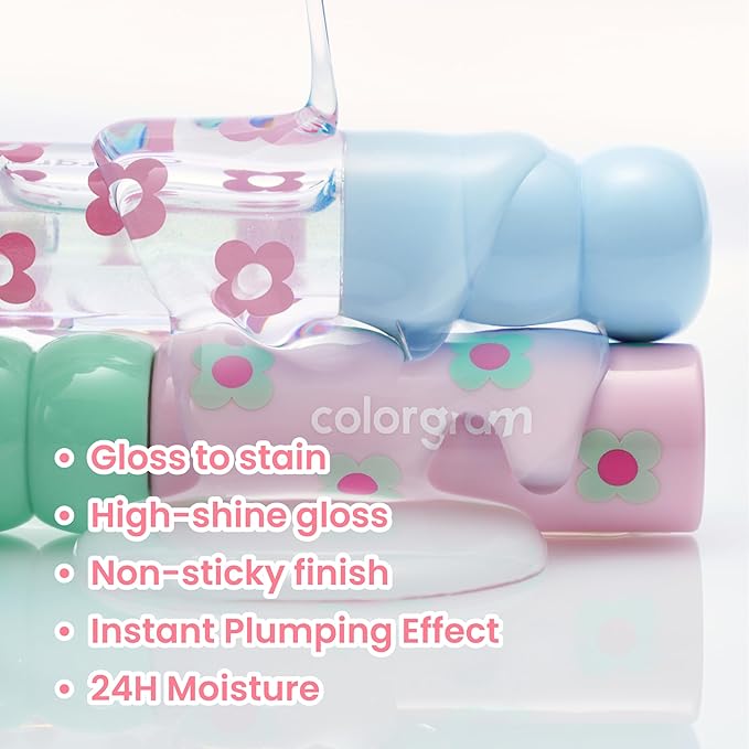 COLORGRAM FRUITY GLASS TINT MINI SET 01 DOUBLE GLOSS | Moisturizing & Long Lasting Korean Lip Stain Tint | Stocking Stuffer, Gifts for Women and Teen Girls