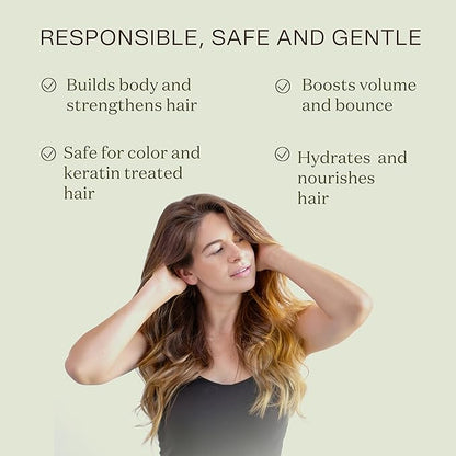 Ingreendients Non Toxic Vegan Volumizing Shampoo with Organic Ingredients For Fine Hair - Strengthening Barley Protein and Chia Seeds, Color Safe, Paraben & Gluten Free, Silicone & Sulfate Free