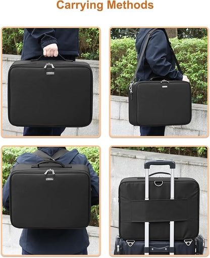 Relavel Extra Large Makeup Bag with LED Mirror, Cosmetic Train Case for Makeup Artists with 4 Removable Pouches and Adjustable Dividers, Hair Supplies Organizer, Travel Portable Mirror with Lights