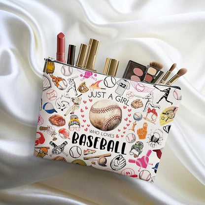 2pcs Baseball Gifts Makeup Bag, Baseballs Coach Cosmetic Bag Christmas Birthday Gifts for Women Female Coach Girls Sister BFF, Baseball Stuff Travel Toiletry Bags