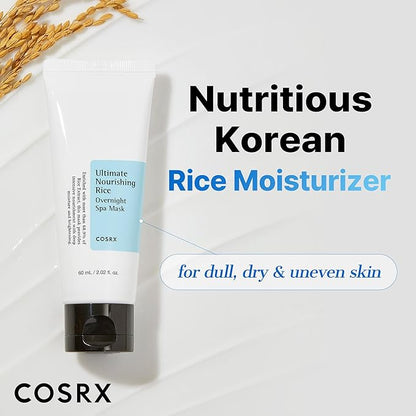 COSRX Ultimate Nourishing Rice Overnight Spa Mask, 60ml / 2.02 fl.oz | Rice Extract 68% and Niacinamide 2%, Korean Skin Care, Animal Testing Free, Paraben Free