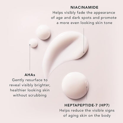 JLO BEAUTY Body Serum with AHAs & Peptides, Exfoliating Body Lotion for Radiant Smooth Skin, Hydrating Moisturizer to Support Elasticity, Even Tone & Visible Firming, Tighten + Tease, 4.06 Oz