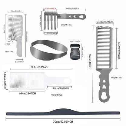 Fading Comb, Professional Hair Cutting Tools, 6 Piece Set, Self Haircut Kit for Men Hair Combs Fade Comb, for Precise Hair Styling and Easy Grooming
