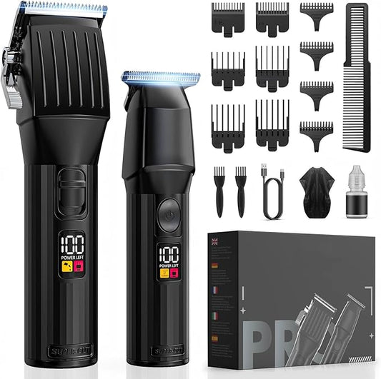 Professional Hair Clippers for Men Cordless Trimmers Kit with LED Display Electric Beard Trimmer for Kid Cordless Beards Trimmer Haircut Grooming Kit Gift for Men Women Barber Kids (Black)
