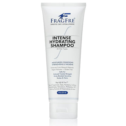 Intense Hydrating Shampoo 8 oz - Fragrance Free Hypoallergenic Sulfate Free Moisturizing Shampoo - Safe on Colors and Sensitive Scalps - Strenghtens Dry Hairs - Vegan Gluten Free Cruelty Free