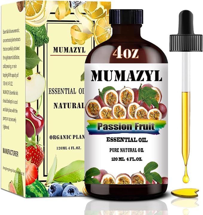Passion Fruit Essential Oil, Passion Fruit Oil 4 Fl Oz 120ML for Diffuser Humidifier Yoga Cleaning DIY Candle Soap Making Essential Oils