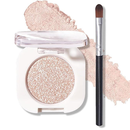 Glitter Eyeshadow Champagne Single, Ultra Fine Shimmer, Lightweight Sparkling Blendable Formula, Daily Multiuse Glossy Eyes Makeup (Weaving Maid)