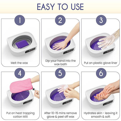 Wattne Paraffin Wax Machine for Hands & Feet – Paraffin Wax Warmer Moisturizing Kit with Auto-Timer & Precision Temperature Control, Paraffin Wax Bath for Arthritis, Dry Skin Care, Home Spa-White