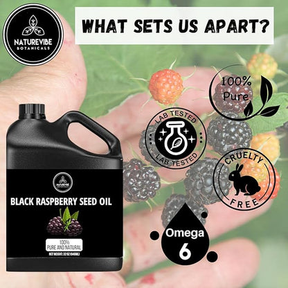 Naturevibe Botanicals Black Raspberry Oil 32 Ounces | 100% Pure and Natural | Great for Skin Care and Hair Care