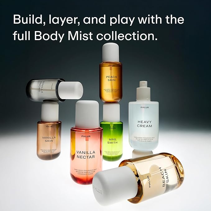 PHLUR Vanilla Peach Trio - Exclusive 3pc Travel Size Body Mist Set ft. Vanilla Skin, Vanilla Nectar, Peach Skin (3 x 3 fl oz)