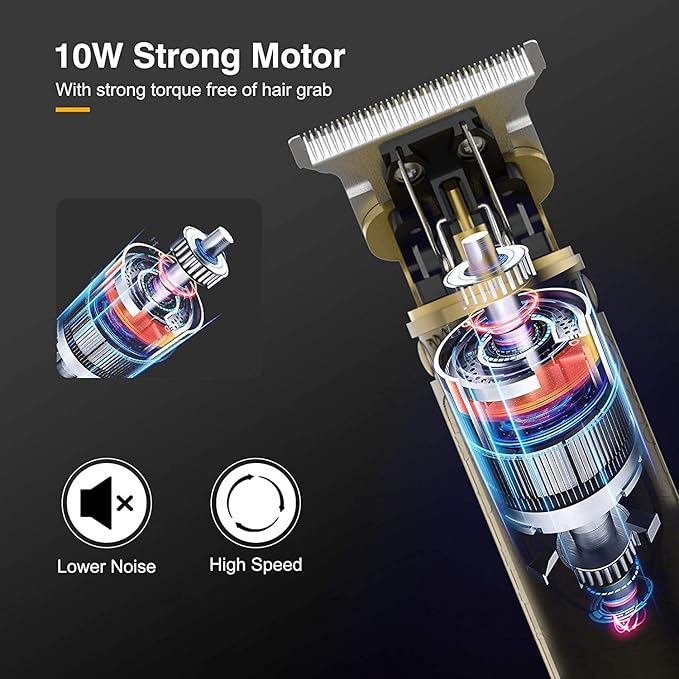 Men's T-Blade Hair Clippers, Waterproof & Low Noise, Professional Hair Trimmer, USB Quick Charge & LED Display, Ergonomic All Metal Design