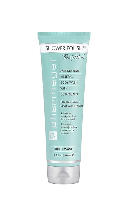 Pharmagel Shower Polish Cleanser | Natural Moisturizing and Exfoliating Body Wash | Suitable for all Skin Types - 8.5 fl oz