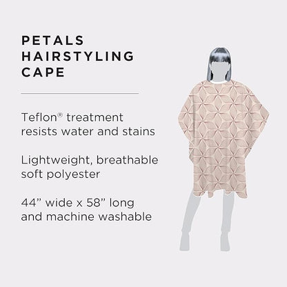 Fromm Professional Client Hair Styling and Hair Cutting Cape, Water and Stain Repellent Teflon Coating for Shampoo Bowl and Wet/Dry Cutting, 44" x 58", Petals