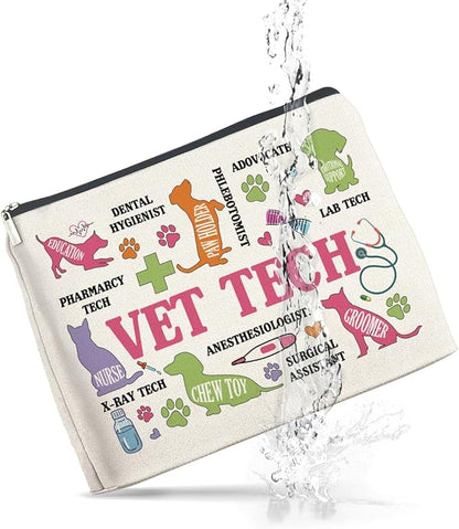 Vet Tech Gifts Veterinary Technician Makeup Bag Best Veterinarian Gifts for Woman, Funny Vet Tech Gift Cosmetic Bag Zipper Makeup Pouch