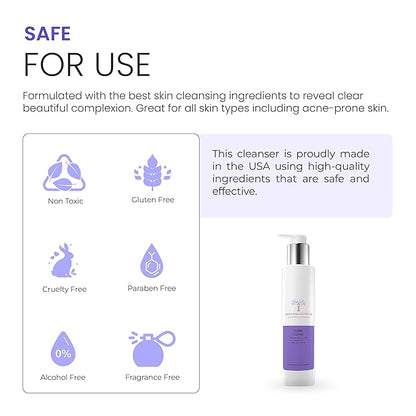 Gentle Exfoliating Face Wash  AHA BHA Cleanser for Oily & Sensitive Skin - Unclogs Pores- Smooths Texture- Soothes Irritation Anti Aging Face Cleanser (4 oz)