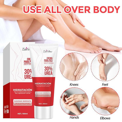 2 Pack Urea Cream 30 Percent for Feet 3.38 oz, Foot Cream and Hand Cream Maximum Strength with Hyaluronic Acid, Aloe Vera for Deep Moisturizes, Callus Remover