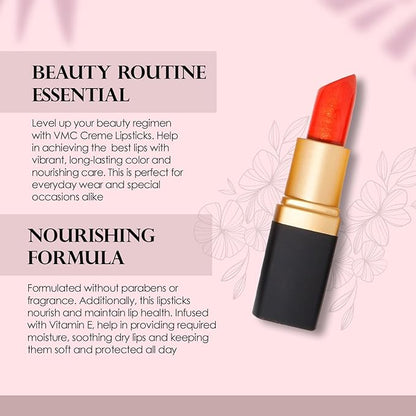 Vera Moore Cosmetics Soft Creme Lipstick - with Maximum Hydration & Moisture, Long Lasting Light Weight Opaque Color & Staying Power - Won't Feather or Fade - Fragrance & Paraben Free (Diva Orange)