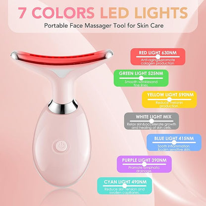 Red-Light-Therapy-for-Face, Facial Massager Wand Tool with 7 Color - Birthday, Christmas, Mothers Day, Valentines Day, Self Care Gifts for Her Women Mom Best Friend Wife Teacher (Pink)