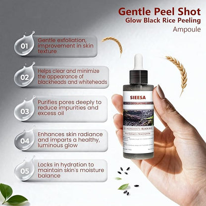 Peel Shot Glow Black Rice Peeling Ampoule, Rice Extract Exfoliating Serum Dead Skin Care for Face and Body Scrub, Gentle Skincare, Pore Refiner & Deep Hydration for All Skin Types（80ML/2.71 Fl Oz）