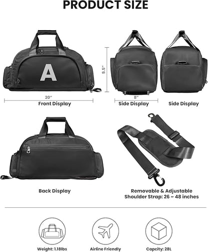 8 Year Old Boy Birthday Gifts, Initial Gym Bags with Shoe Compartment, Dance Bag for Girls, Monogram Kid Overnight Bags, Travel Duffle Tote-Perfect for Basketball Soccer Sport (Letter F)