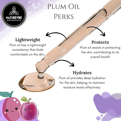 Naturevibe Botanicals Plum Oil 32 Ounces | 100% Pure and Natural | Great for Skin Care and Hair Care
