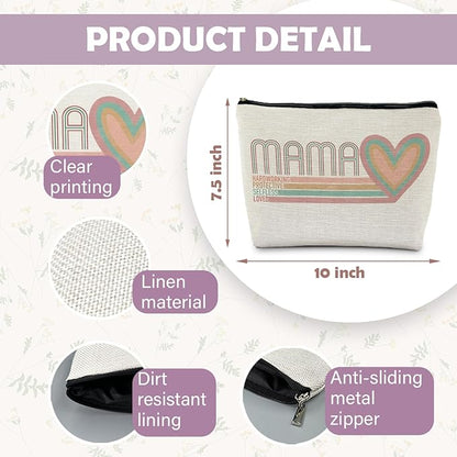 Mama Makeup Bag, Mom Gifts Cosmetic Bags for Women, Mama Makeup Zipper Pouch, Mama Mom Gifts from Daughters Sons, Mother's Day Gifts for Mom