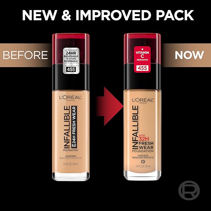 L'Oreal Paris Makeup Infallible Up to 32 Hour Fresh Wear Lightweight Foundation, 505 Toffee, 1 Fl Oz, Packaging May Vary