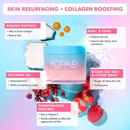 Kopari Pink Glow Exfoliating Body Polish, AHA Vegan Body Scrub for Women, Gentle and Effective, Pink Haze, 8 oz