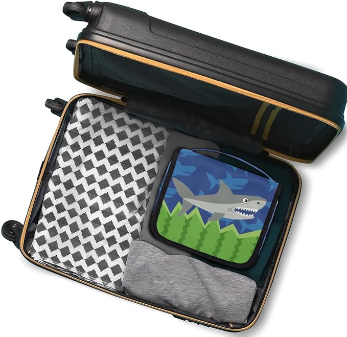 Funny Shark Hanging Travel Toiletry Kit Bag with Hook for Men and Boys, Ocean Animal Makeup Case Waterproof Cosmetic Bag Storage Bag Organizer for Accessories Toiletries