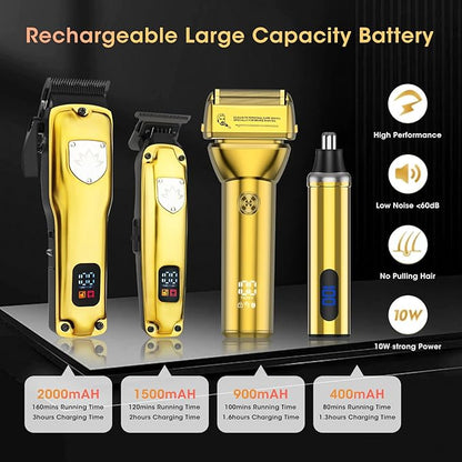 Professional Hair Clippers for Men, Cordless Hair Clippers T-Blade Trimmer Nose Hair Trimmer Electric Shaver Set, Haircut Grooming Kit with LED Display, for Barber, Ideal Gift for Him