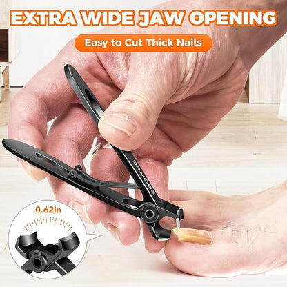 Toenail Clippers for Thick Toenails for Seniors, DRMODE Upgrade Slanted Curved Nail Clippers for Men Thick Ingrown Nails with Wide Opening, Heavy Duty Fingernail Toenail Clipper Cutter Trimmer