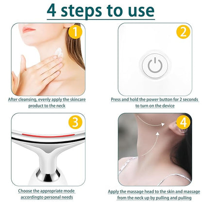 Face and Neck Massager Tool, 7-in-1 Color Red-Light-Therapy Wand for Skin Care