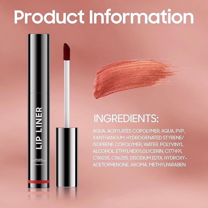 OETUIOW Lip Stain Long Lasting & Waterproof Lip Liner, Non-Stick Cup Highly Pigmented Natural Finish, Lip Gloss for All-Day Color Hold (Mauve)