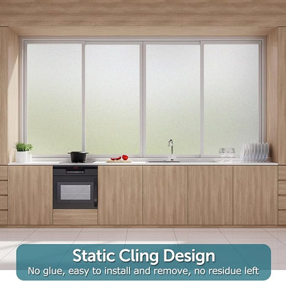 HIDBEA Frosted Window Privacy Film - Non Adhesive Static Cling Glass Stickers Sun UV Blocking Heat Control Door Covering Decals for Home Office, 55.1 x 393.7 Inch