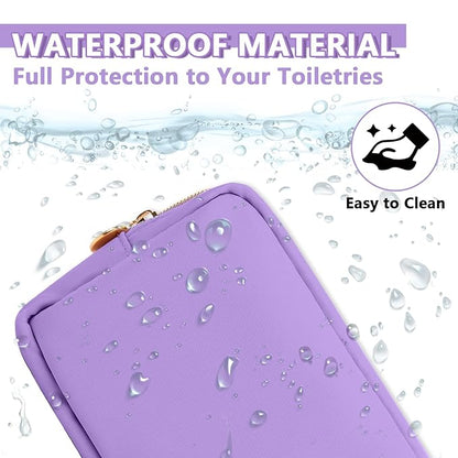 Small Makeup Bag Pouch for Purse, Nylon Travel Toiletry Storage Bag Cute Preppy Cosmetic Bag for Women Girls, Waterproof Makeup Organizer Bag Pouch Skincare Bag Purse with Zipper (Small-Grape)