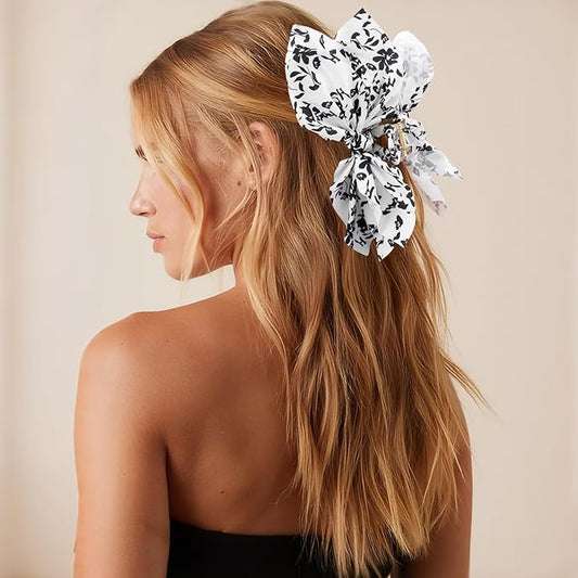 Bow Claw Clips Bow Hair Clips Black White 2PCS Big Hair Bows for Women Butterfly Styling Large Hair Clips for Thick Hair for Girls Hair Accessories for Teen