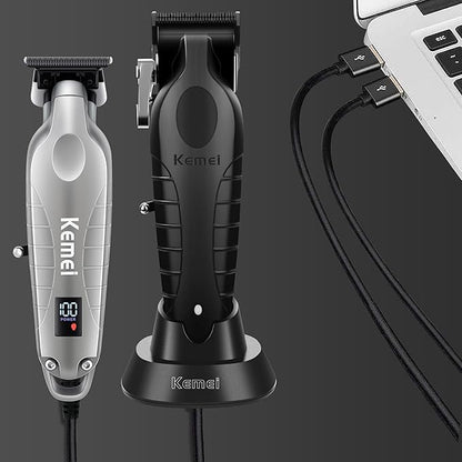 KEMEI Hair Clippers for Men, Professional Clipper and Trimmers Set, Cordless Zero Gap Trimmer for Men with LED Display, 11 Guide Combs