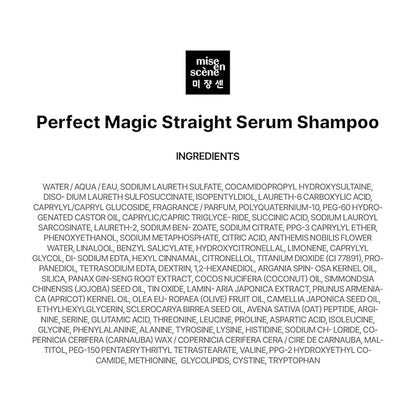 Mise En Scene Perfect Serum Magic Straight Shampoo | Anti-Frizz, Heat Protectant, Hair Straightener Effect, Korean Shampoo for Frizz Control, Shine and Smoothing 17.92 Fl Oz