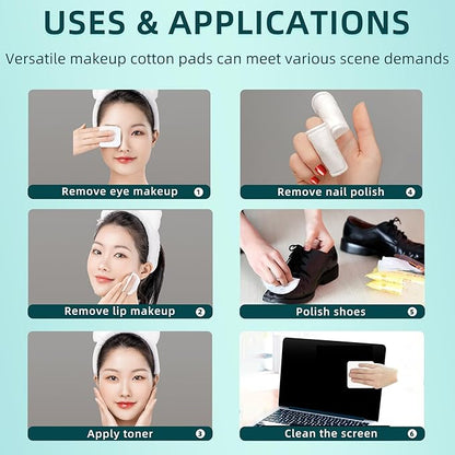 Premium Exfoliating Cotton Pads (60 Count) - 100% Cotton, Extra-Soft and Lint-Free, Durable Squares for Facial, Lip, and Eye Makeup Removal